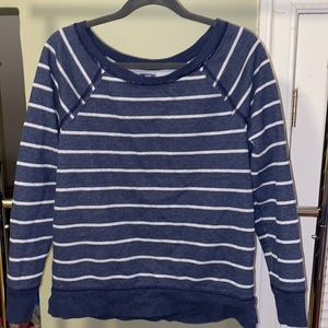 Navy blue & silver shimmer striped Aerie crewneck